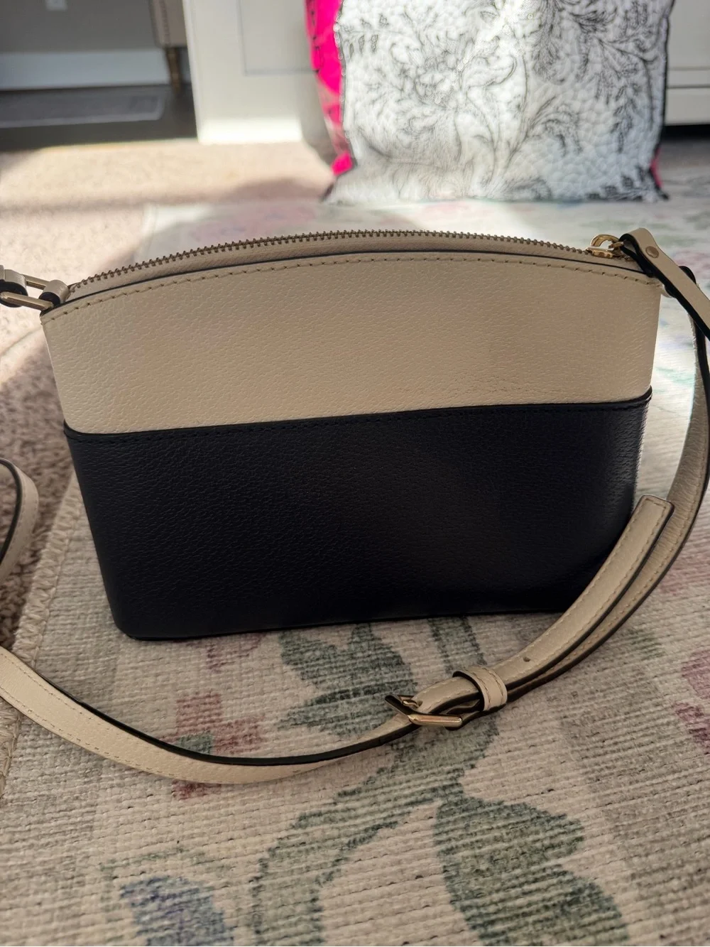 kate spade Two-Tone Cream and Navy Pebble Leather Crossbody